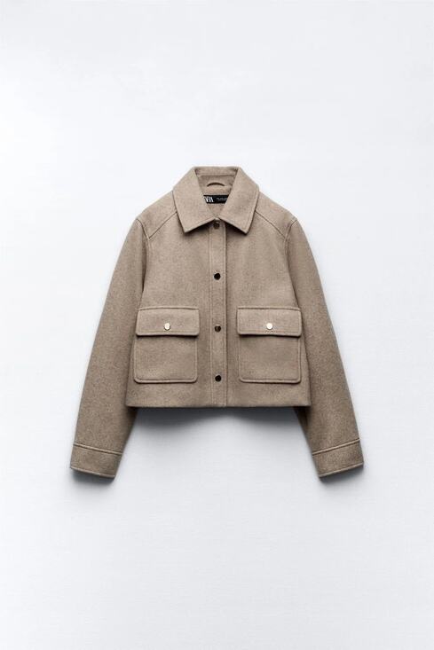 Zara Jackets & Blazers - Zara Cropped Wool Blend Utility Jacket Camel Medium NWOT